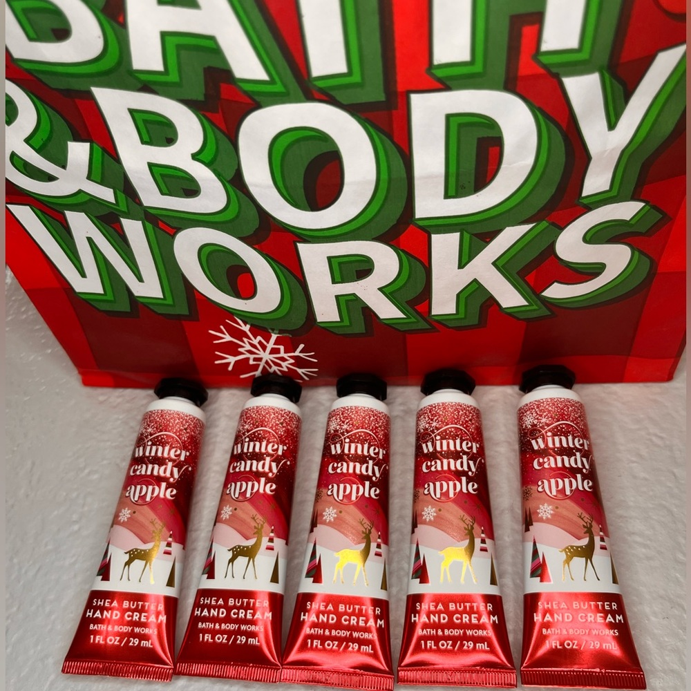 NEW! 5 pack Bath & Body Works Winter Candy Apple Shea Butter Hand Cream 1 fl oz.